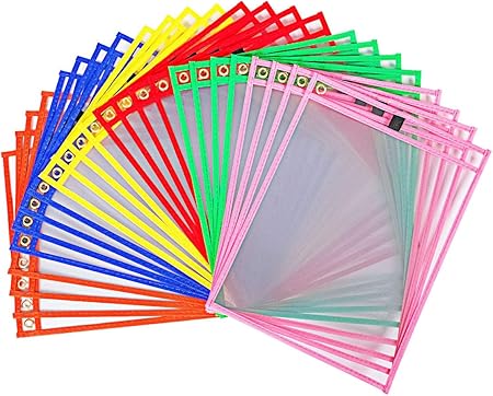 Amazon 特大 34 5 X 26 4cm クリアファイルバッグ ぶら下げ 透明 画像表示バッグ ホワイトボードペンで書くことができます 6色 24個入り ポケット式ファイル リフィル 文房具 オフィス用品