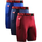 NELEUS Men's 3 Pack Running Compression Shorts with Pockets