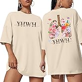 DUTUT Christian Shirts for Women Oversized Jesus Shirt Religious Faith Graphic Tops Short Sleeve Casual Crewneck Tee