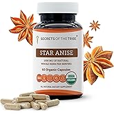 Secrets of the Tribe Star Anise 60 Capsules, 1000 mg, USDA Organic Star Anise (Illicium verum) Dried Seed (60 Capsules)