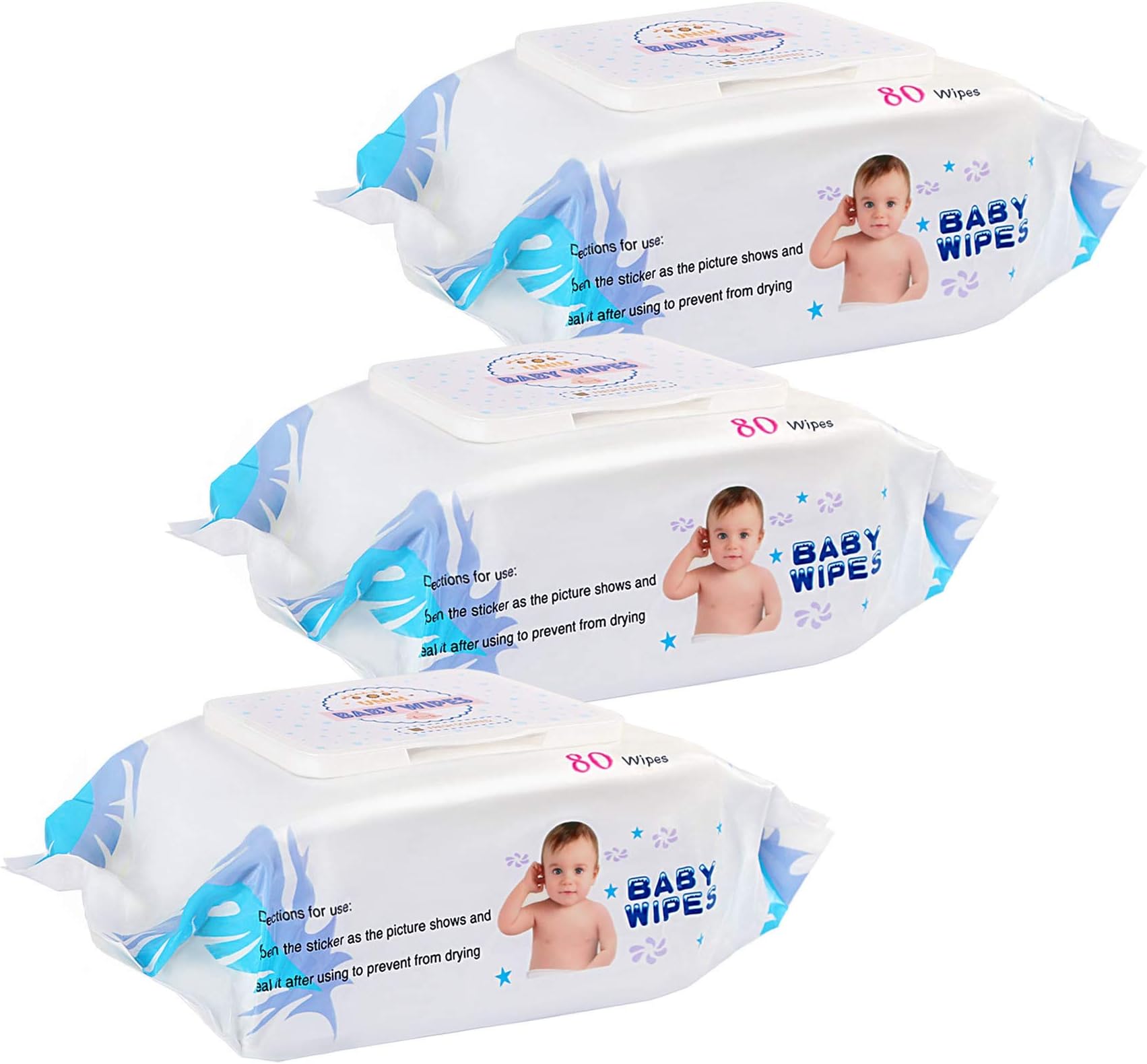 UNIH Baby Wet Wipes Born Babies, Alcohol Free,Water Wipe Soft Wipe for Cleaning,Fragrance,Enrivhed with Vitamin E, 80pieces