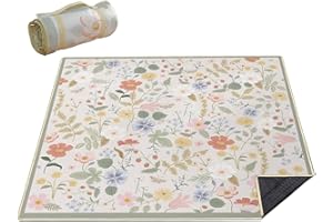 Cuslnox Picnic Blankets Waterproof Foldable Extra Large, 80"x 80" Outdoor Beach Blanket Sandproof, 3-Layer Lightweight Handy Mat Tote Picnic Camping Rugs for Outside Your Rv