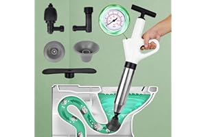 SIXBIO Toilet Plunger,Drain Clog Remover Tools,High-Pressure Air Drain Blaster Gun with Real-Time Barometer,Plumbing Tools,Snake Drain Clog Remover,Plungers for Toilet Bathroom,Sink,Floor,Kitchen Clogged