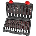 LLNEDL 3/8 Inch Drive Long Allen Hex Bit Socket Set, 19-Piece Hex Head Standard SAE & Metric Sockets (1/8"-3/8", 3-12mm), S2 Alloy Steel Durable Tools for Mechanics