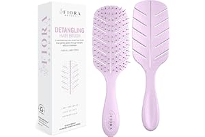 Detangler Brush by Fiora Naturals - 100% Bio-Friendly Detangling brush w/Ultra-Soft Bristles - Glide Through Tangles with Ease - For Curly, Straight, Black Natural, Women, Men, Kids - Dry and Wet Hair