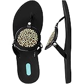 Oka-B Women's Solara Flip Flop (Licorice Leopard, Size 6)