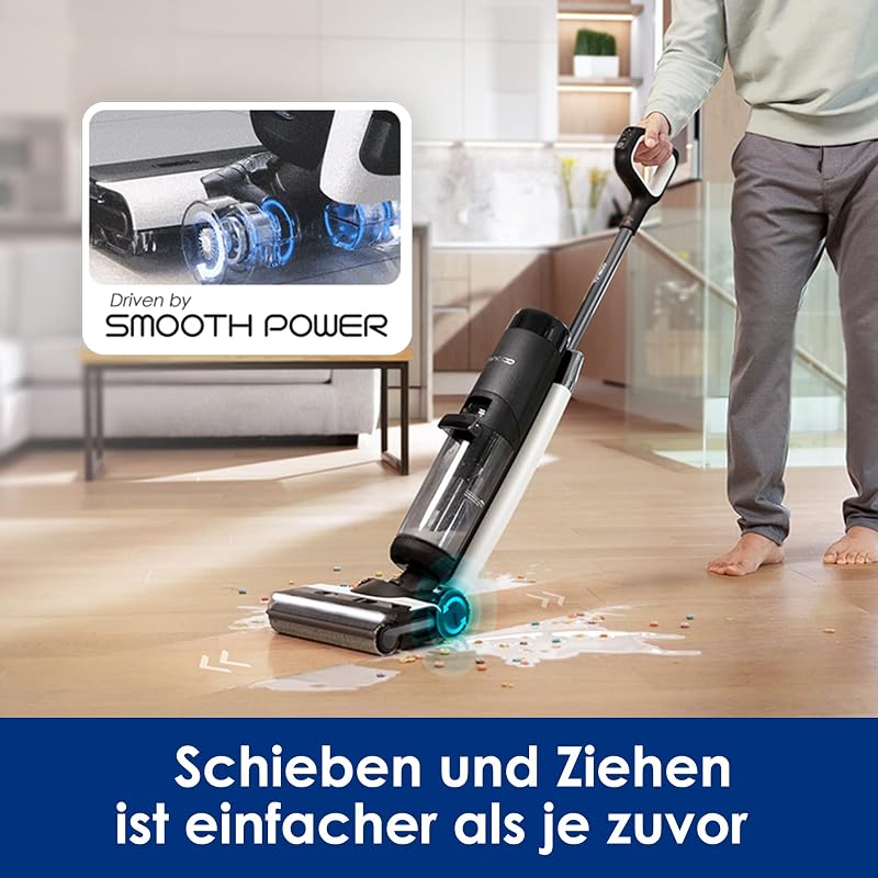 Floor One S7 Pro Nass Trockensauger Kabellos, Wischsauger 40min, Zentrifugal-Trocken, Doppelseitige Kantenreniung, Smart Erkennung, Dreifache Batterielebensdauer, Selbstreinigend für Tierhaare