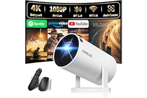 [Built-in Apps & 2025 Upgraded] Mini Projector Support 4K 1080P Auto Keystone 270° Rotatable with WiFi 6 and Bluetooth 5.4, P