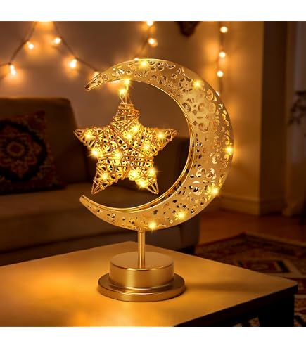 Amazon.com: BomKra Crescent Moon Table Lamp, Gold, Metal Glass