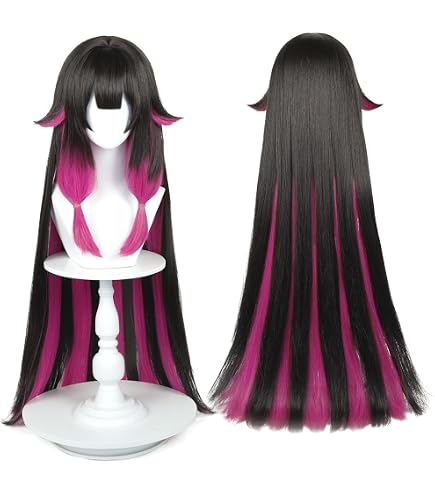 Amazon.com: maysuwell Anime Black Pink Purple Wigs 110cm  display picture 1