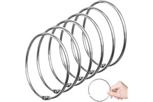 Attoshow 6 Pack 4 Inch Large Binder Rings, Nickel Plated Steel, Extra Large Loose Leaf Ring for Binders, Index Cards, Keychain, DIY Crafts, Memos, Photos, Files & Scrapbooking (Silver)