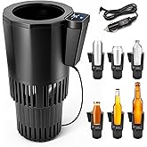 Auto Cooling and Heating Can Cooler for Car Cup Holder with Insulation Lid, Car Coffee Warmer 2 in 1 Cup Cooler & Mug Warmer, Portable Can Cooler 12V Fridge Travel Coffee Mug Quick Heating Cooling