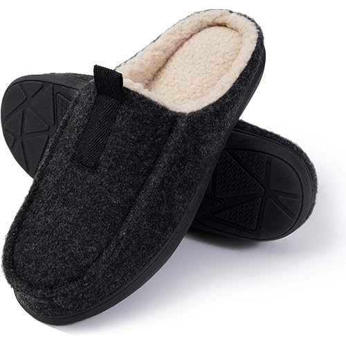 WFL Men's Comfort Memory Foam Slippers Home Shoes Warm Plush Lining for Indoor/Outdoor