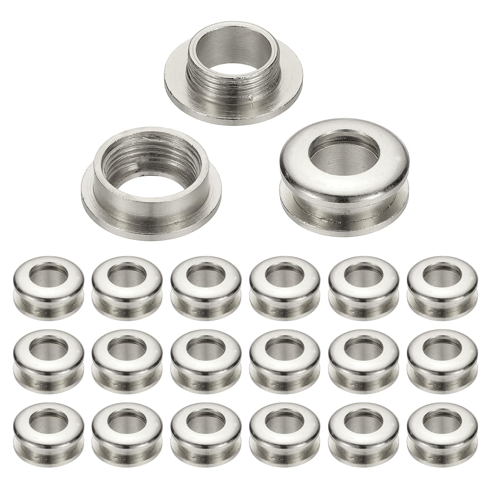 PATIKIL 8mm(1/3 inch) Solid Brass Hole Eyelets, 20 Pcs Arc Surface Self Backing Grommets with Washer for Shoes Clothes Crafts Bag Leather Craft, Silver Tone