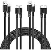 4 Pack Braided Charging Cable 60W 3.1FT(2 Pack USB to USB C Cable and 2 Pack USB C to USB C Cable) Type C 60W Fast Charging C