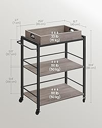 VASAGLE Kitchen Serving Cart with Removable