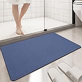 PROOVEELLY Diatomaceous Earth Bath mat Bathroom Rugs Super Absorbent Quick Dry Non Slip Bath Mat Thin Bathroom Floor Mats Fit Under Door-Shower Rug for in Front of Bathtub Shower, Blue, 15.7"*23.6"