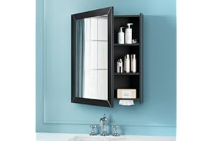 VANIRROR Bathroom Mirror Cabinet - Large Single Door 24x30 inchs Wall Cabinet Bathroom Vanity Mirror Cabinet with Facial Tissues Slot and Multifunctional Storage Area
