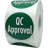 Green with White QC Approval Stickers 1.5 Inch Round Circle Dots 500 Adhesive Labels On A Roll for Quality Control Inspections Product Approval and Inventory Management Made in The USA