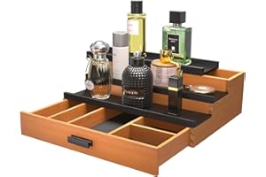 WWMFS Cologne Organizer for Men - 3 Tier Perfume Organizer Shelf with Hidden Compartment and Drawer - Men Cologne Stand
