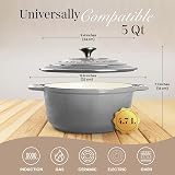 Nuovva Enamelled Cast Iron Dutch Oven 5 Quart Grey with Lid 24cm view 2