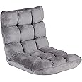Epetlover Adjustable Floor Gaming Chair Memory Foam Armless Sofa Seat with Comfy Back Support, Grey