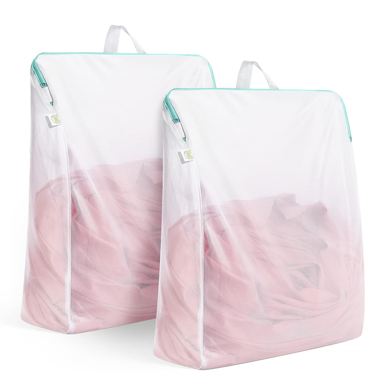 OTraki 2Pcs Laundry Bags for Washing Machine, 20 x 24 inch Laundry Bags with Handles Mesh Laundry Bags Durable Washing Bags for Laundry, Hosiery, Underwear, Bra, Lingerie (White)