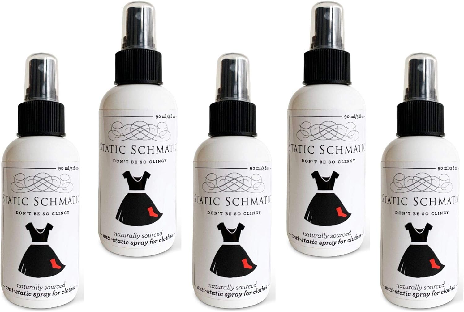 Static Schmatic for Clothing (set of 5), Natural Static Cling Remover, Natural Static Spray for