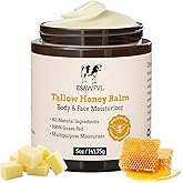 ESAWFVL Beef Tallow for Skin, Whipped Tallow and Honey Balm for Body and Face, Natural Formula Grass Fed Tallow Face Moisturizer for All Skin Types - 5oz