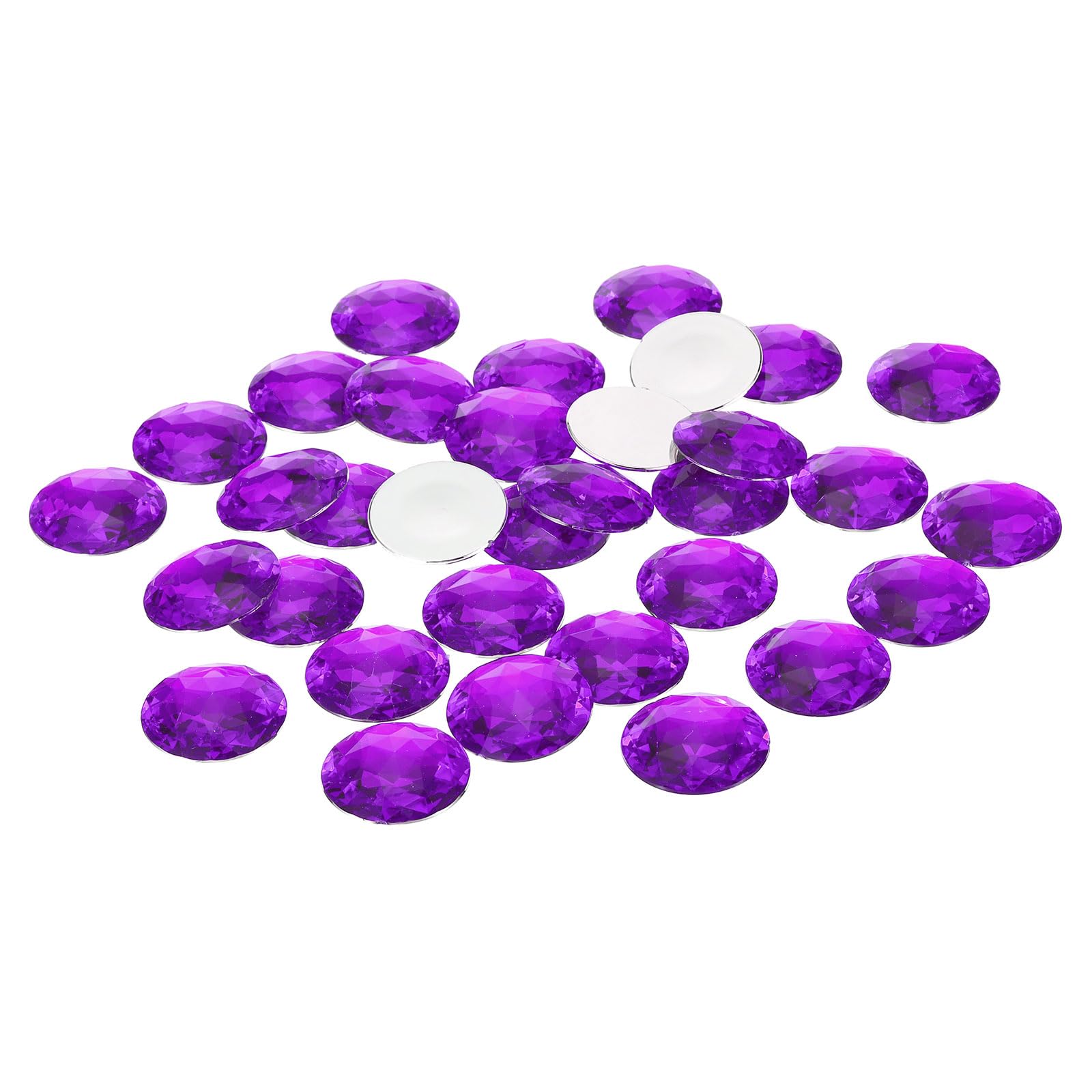 PATIKIL 30mm Flat Back Round Acrylic Rhinestones, 50 Pack Plastic Circle Gems for Jewelry Making Costume Embellishments Crafts, Purple