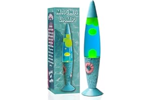 AHCCSD Magma Lamp, 16 Inch Swimming Motion Liquid Lamp Swimming Pool Base Blue Liquid with Green Wax Relaxing Gorgeous Light for Adults Kids Women Girls Christmas Great Gift