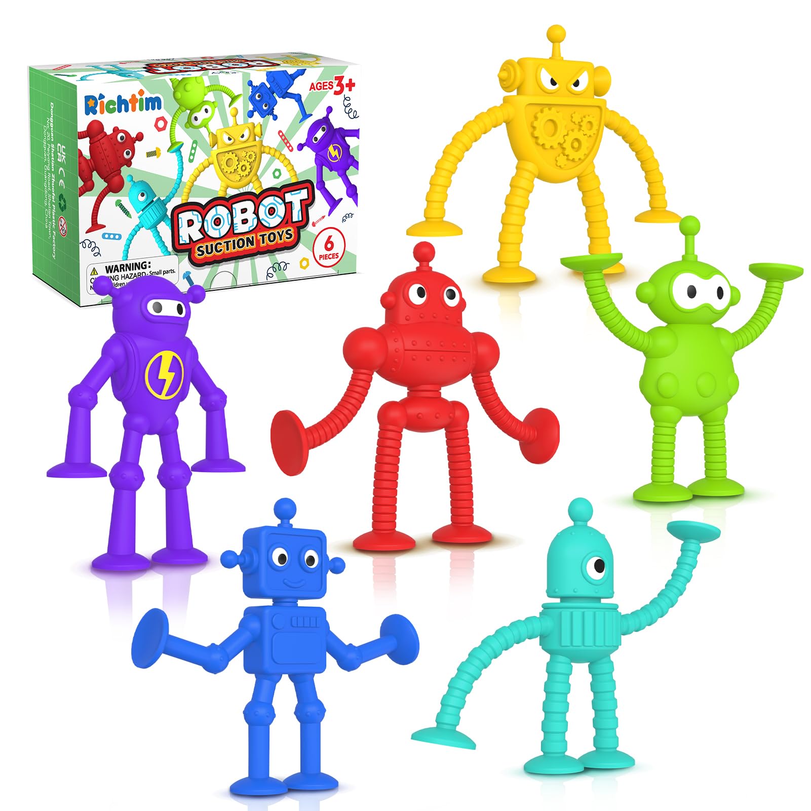 Photo 1 of Baby Bath Toys Suction Toy: No Hole Bath Toy for Toddlers - Robot Fidget Suction Cup Toys - Window Building Sensory Toy for Boys Girls Gifts - Travel Toys Road Trip Essential for Kids Prizes
