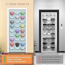 Hat Rack for Baseball Caps, 27 Pockets Over The