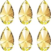 PATIKIL K9 Crystal Pendants Teardrop Beads, 6 Pack 38mm Chandelier Prisms Parts Hanging Beads DIY Lamp for Arts Crafts Decor, Golden Yellow