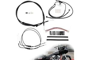 TIGERSGATE Touring 16" Ape Hangers Cables Kit Extended Clutch Cable & Throttle & Idle Cables & Brake Line & CAN-Bus for 2000-2006 Harley Touring No ABS,Black
