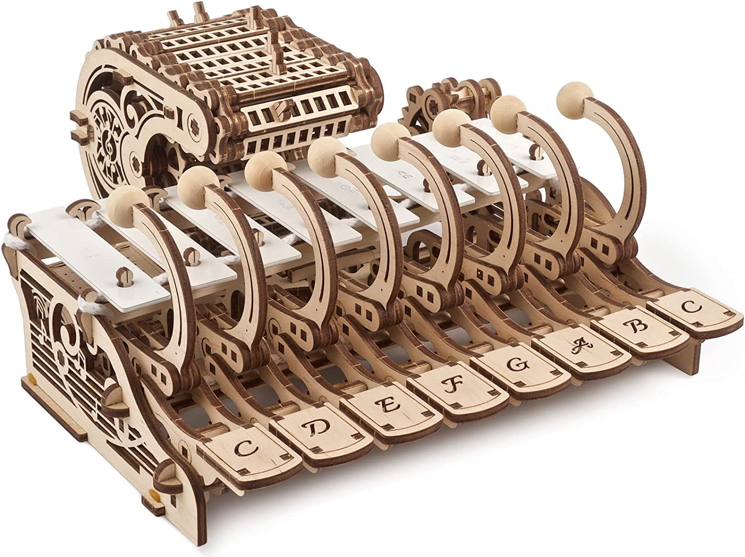 UGEARS Mechanical Celesta 3D Puzzle - Musical Instrument 3D Wooden Model Kits for Adults to Build - DIY Piano Building Set with Programmable Drum and Plates - 3D Wooden Puzzles for Adults - 573 Pcs