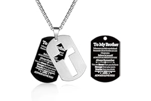P. BLAKE Dog Tag Cross Necklace Gifts for Men Boys, Stainless Steel Bible Verse Pendant Chain Necklace Military Christian Religious Christmas Stocking Stuffers Jewelry Gifts for Him Teens Kids Male