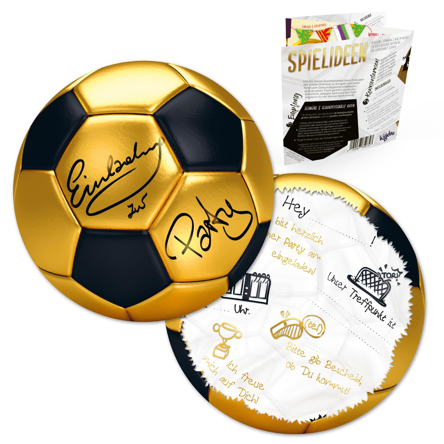 12 Invitation Cards Children's Birthday Football Invitation for All Football Enthusiasts Boys and Girls (12 Invitation Cards without Envelope (Gold))