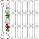 50PCS Beadable Keychain Bars DIY Kit - Silver Blank Metal Keychains with Screw-Top Rod - Durable, Rust-Resistant Keychain Making Supplies for Crafts, Personalized Gifts, Bags, Wallets, Backpacks
