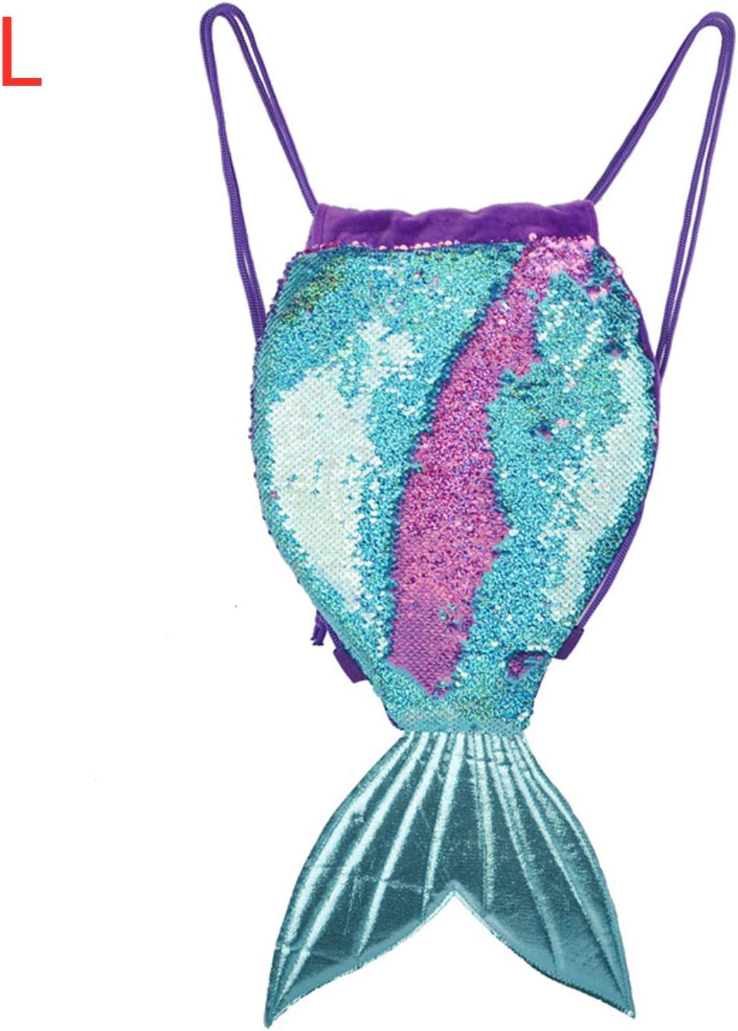 YAAVAAW Magical Mermaid Tail Sequin Backpack-29 * 57cm Mermaid Sequin Bag Magic Reversible Sequin Drawstring Backpacks Glittering Shoulder Bag Shinning Dancing Bag for Women Girls Teens - Image 3