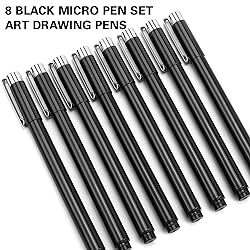 Muchcute Micro Fineliner Drawing Art Pens: 8 Black