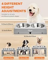 Toozey Raised Dog Bowl Height Adjustable Elevated Stand Grey 2x1200ml view 2