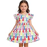 Easter Toddler Girl Dress Outfit Ruffle Sleeveless Bunny Dress Rabbit Print Easter Clothes