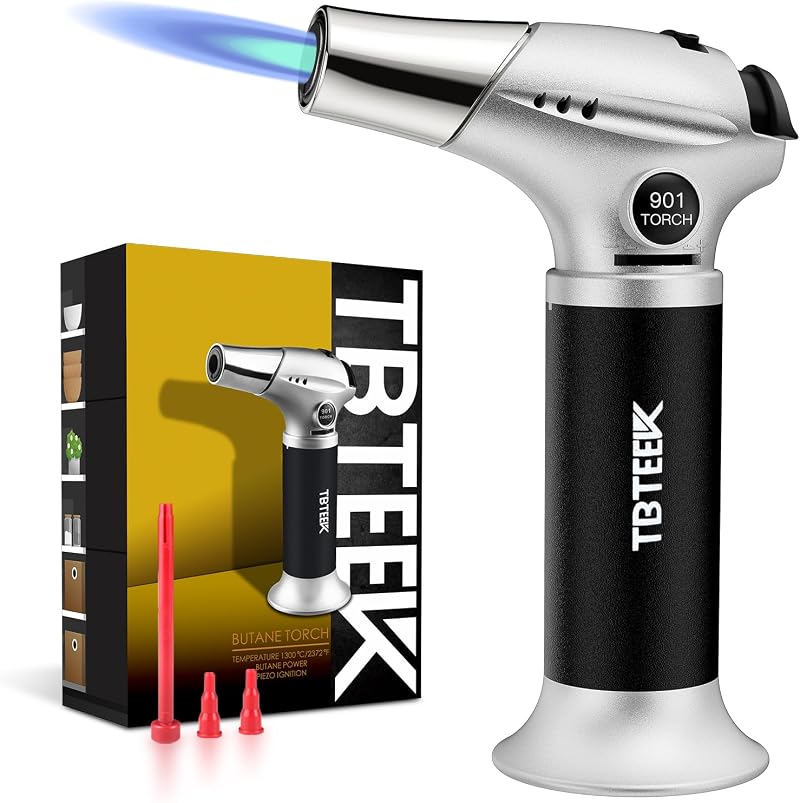 TBTeek Blow Torch Kitchen Torch Adjustable Flame Safety Lock Soldering
