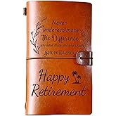 PRSTENLY Retirement Gifts for Women Men- Retirement Gift for Woman Man 140 Page Leather Journal, Retired Going Away Goodbye Leaving Farewell Gifts for Coworkers Teacher Nurse Boss Pastor Doctors
