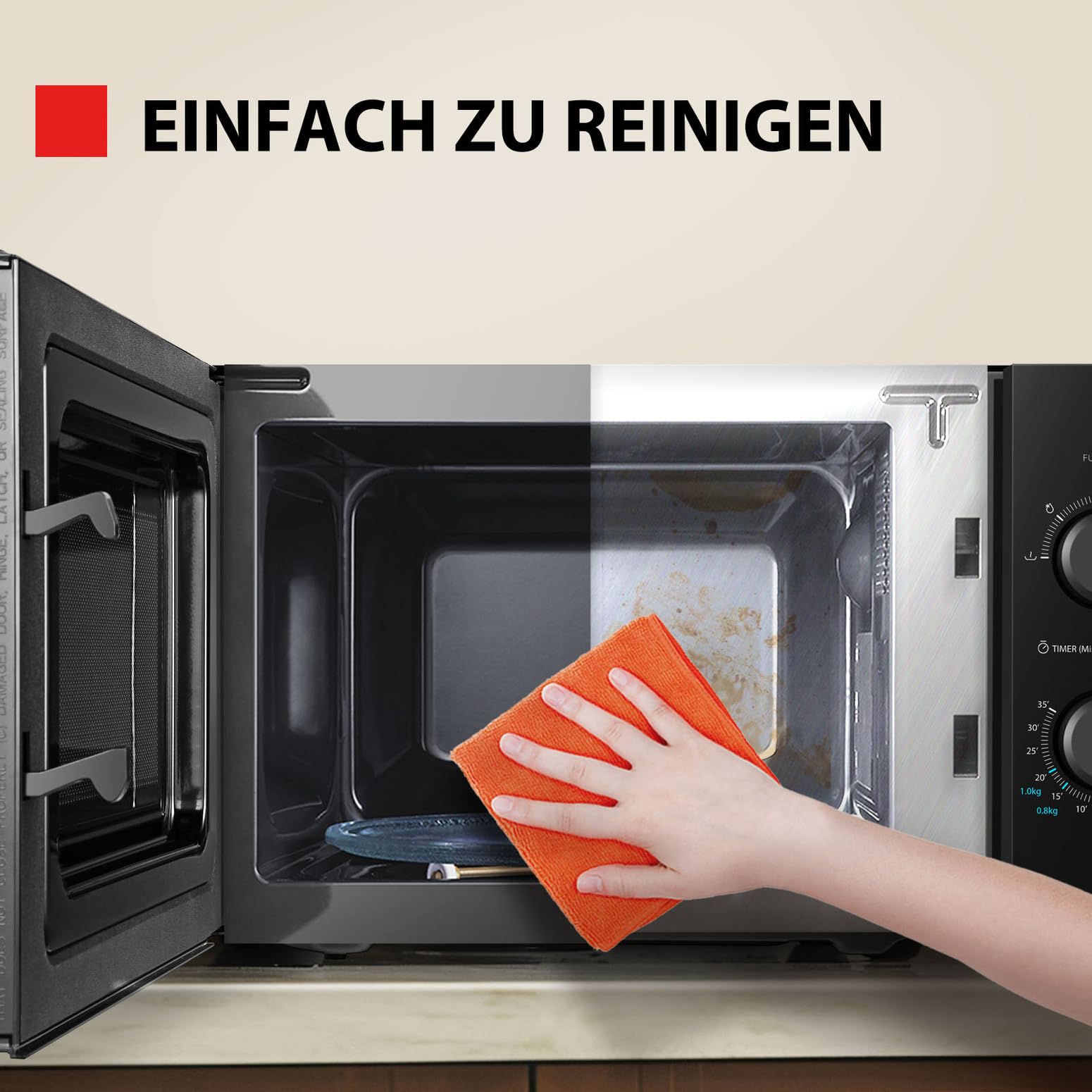 Toshiba MW2-MM20PF(BK) Mikrowelle/Solo-Mikrowelle / 20L / 800W / 5 Leistungsstufen mit praktischer Auftaufunktion/LED-Beleuchtung im Innenraum/Schwarz 6