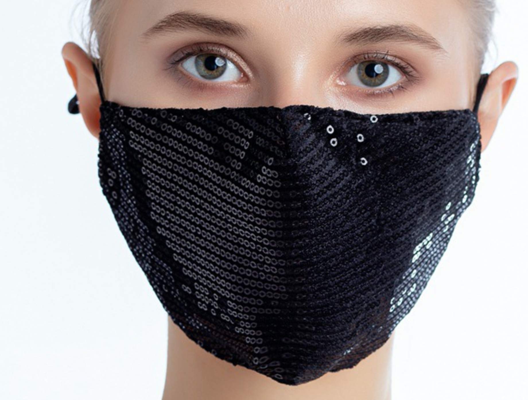 eBoutik – Sparkling Elegant Face Coverings Mask - Reusable Summer Hayfever Allergic Allergies Provention - Wedding, Travel Train & Plane Protection - (Black)