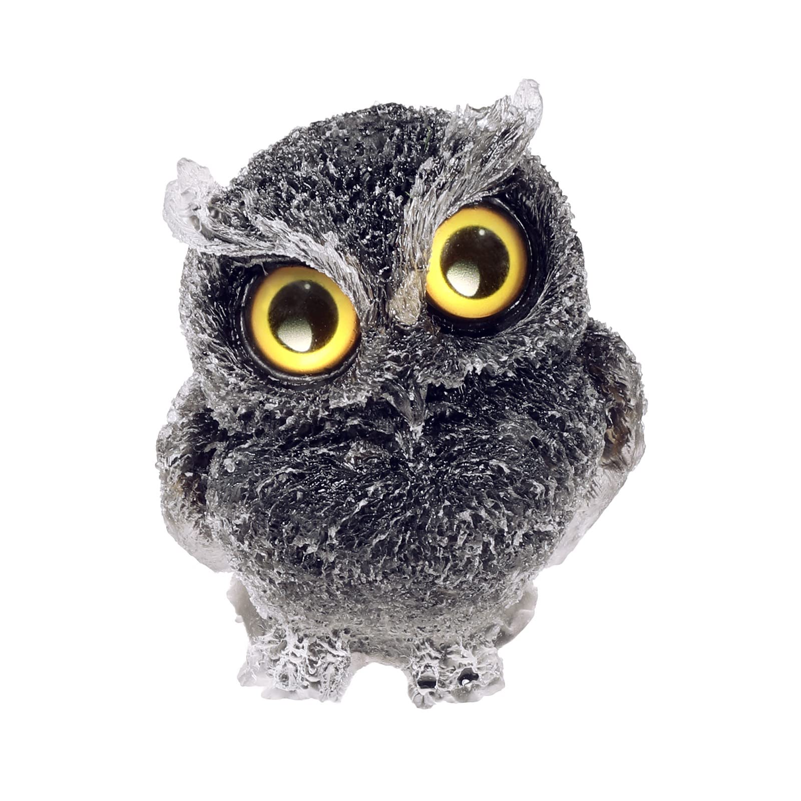 KYEYGWO Black Obsidian Cute Crystal Owl Figure Ornaments Decorative Resin Bird Statues for Home Office Table Mini Stone Animal Sculpture Talisman Micro Landscape