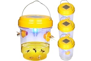 Howboo 4pcs Wasp Trap, Yellow Hornet Bee Traps Catcher with Hanging Non-Toxic PP Plastic Jacket Traps for Outdoors/Garden - O