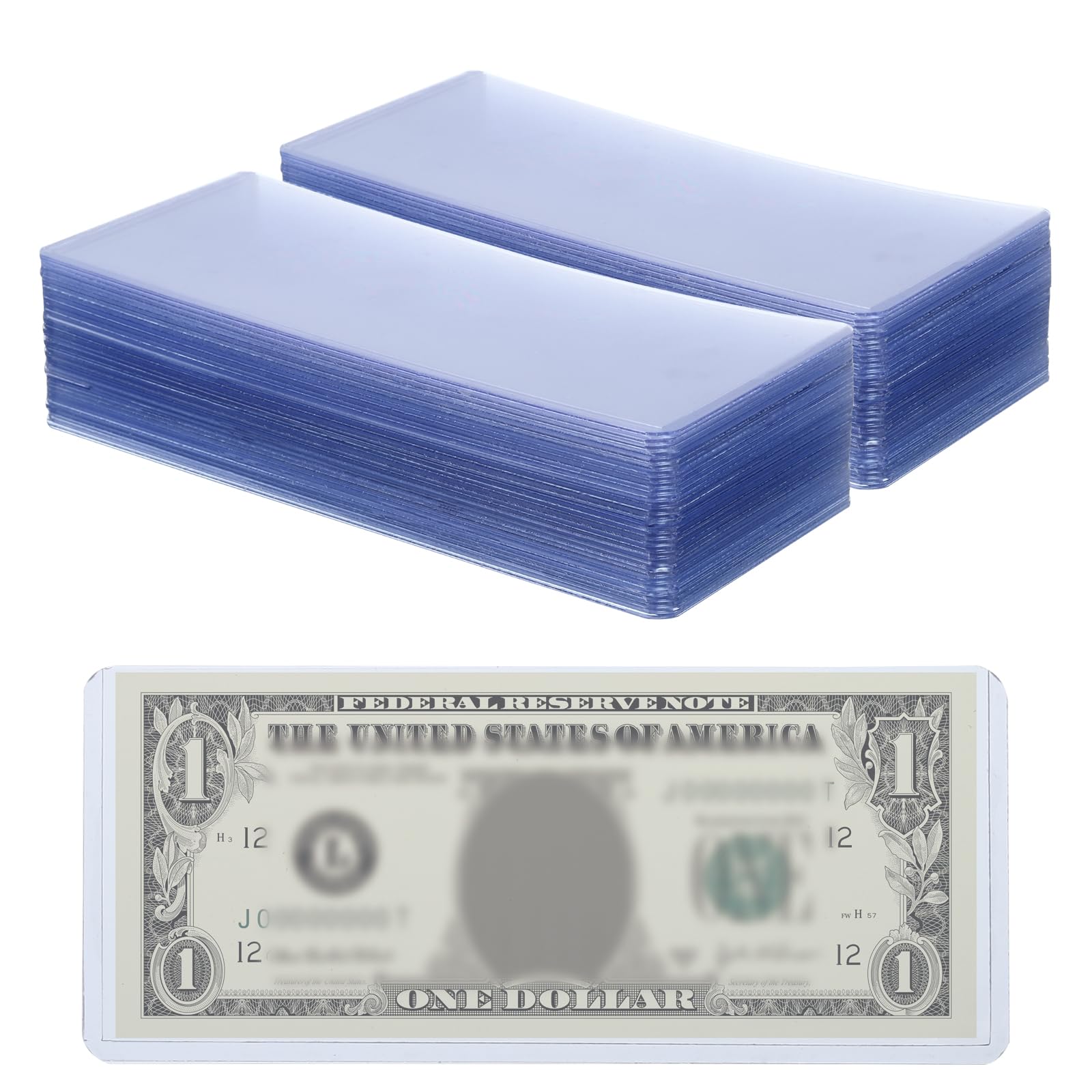 PATIKIL Bill Money Holders, 60 Pcs Top-Insert Currency PVC Holder for Cash Top-Load Sleeves Dollar Bill Frame for Regular Bills, 6.9 x 2.95 Inch, Blue